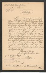 Nachlass Franz Steindachner, Abschrift von der k.k. Reichs-Kriegs-Ministerium Marine-Section an die Kaiserliche Akademie der Wissenschaften (31.07.1892), Inv.Nr. 4.08, Seite 1